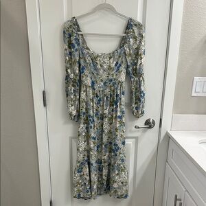 Reformation - Floral Blue and Green Women's Dress